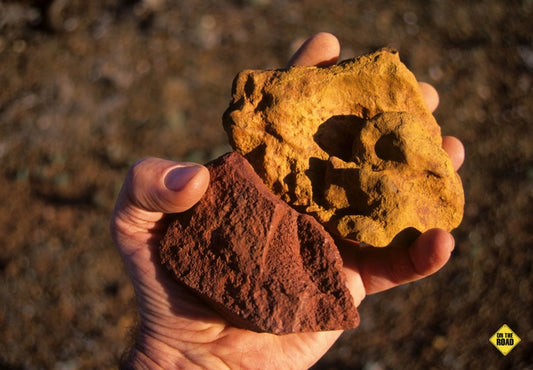 Samples of red and yellow ochre - Wilgie Mia - Murchison area of WA