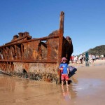 The wreck of the Maheno was the focus of attention at the ANZAC Centenary service on Fraser Island