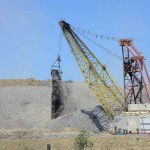 A dragline removes over-burden from a coal deposit.