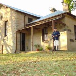 The author at the old Wollombi Courthouse, now the Endeavour Museum, run by volunteers from the Cessnock Historical Society.