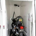 The Riley’s Harley is secured well inside its own room.