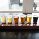 A tasting paddle from Hargreaves Hill Brewing