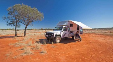 Campervan near The Granites in Currawinya National Park, outback Queensland