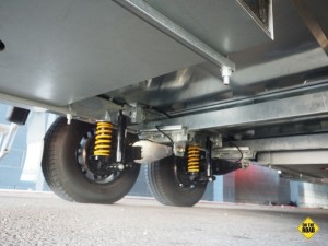 Tandem axle suspension is the new Cruisemaster CRS trailing arm independent type with shock absorbers, while brakes are 10” electric on both axles. 15” alloys are shod with 225x70R road tyres.