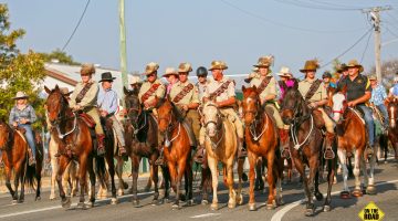 The local Light Horse contingent leads the Grand Parade of Horses down the main street