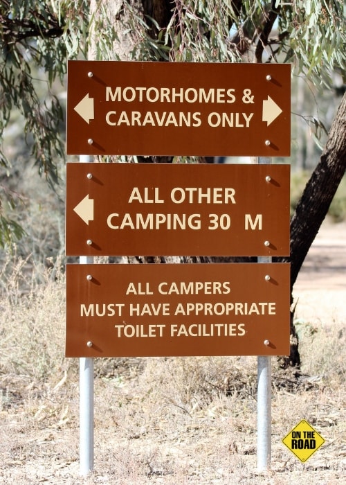 Signs at Kings Billabong Campsite