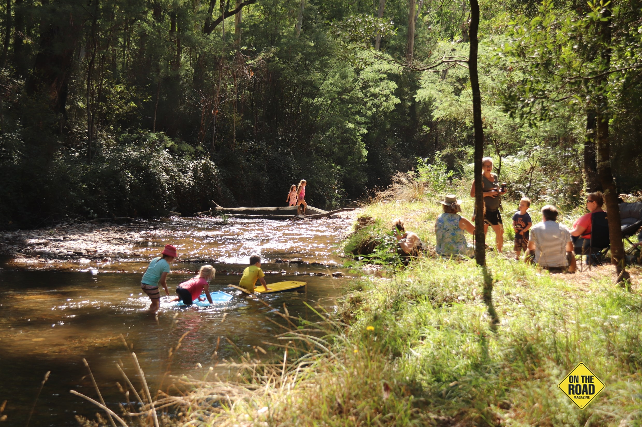 Kids having fun in the creek in Knockwood Reserve